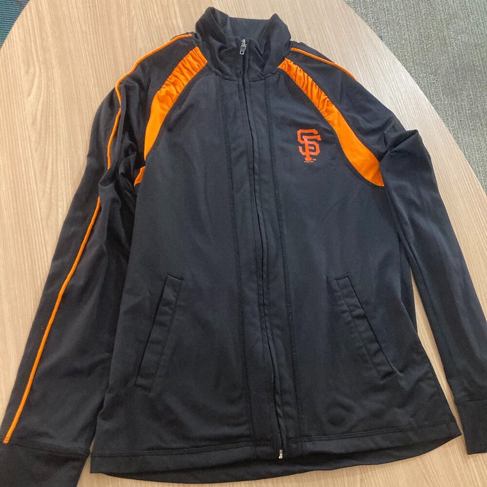 San Francisco Giants Windbreaker Jacket Women's Small Black and Orange Full Zip